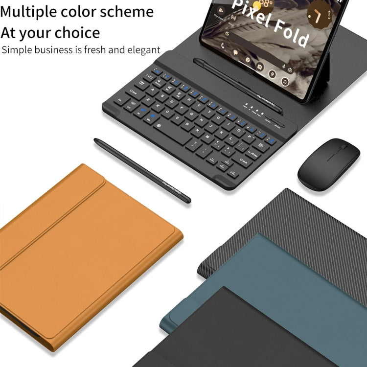 For Google Pixel Fold GKK Gear Adjustment Bluetooth Keyboard Leather Case with Pen + Keyboard + Mouse + Case(Carbon Fibre) - Google Cases by GKK | Online Shopping South Africa | PMC Jewellery | Buy Now Pay Later Mobicred