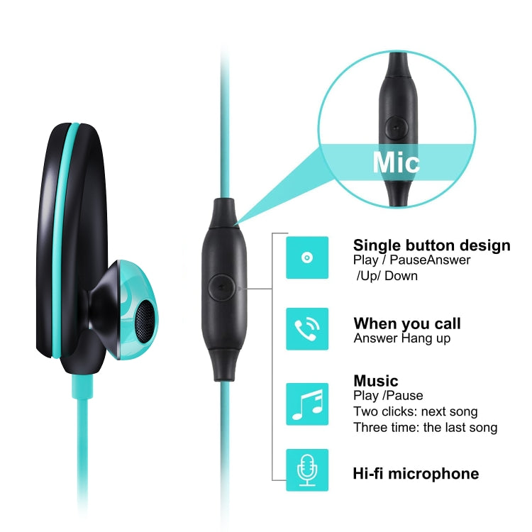 Mucro R12 Wired Stereo Over-Ear Sports Earphone, Length: 1.2m(Blue) - Sport Earphone by Mucro | Online Shopping South Africa | PMC Jewellery | Buy Now Pay Later Mobicred