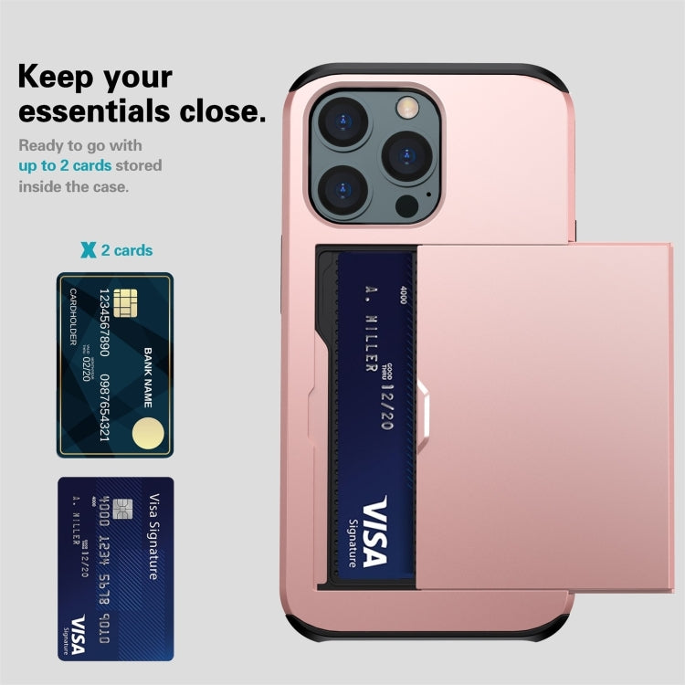 For iPhone 15 Pro Max Shockproof Armor Phone Case with Slide Card Slot(Dark Blue) - iPhone 15 Pro Max Cases by PMC TechLife | Online Shopping South Africa | PMC TechLife | Buy Now Pay Later Mobicred