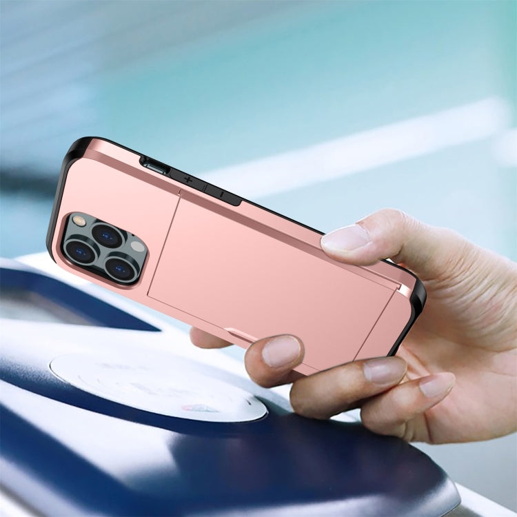 For iPhone 15 Pro Max Shockproof Armor Phone Case with Slide Card Slot(Dark Blue) - iPhone 15 Pro Max Cases by PMC TechLife | Online Shopping South Africa | PMC TechLife | Buy Now Pay Later Mobicred