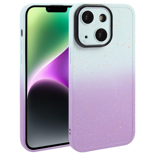 For iPhone 14 Plus Gradient Starry Silicone Phone Case with Lens Film(White Purple) - iPhone 14 Plus Cases by PMC Jewellery | Online Shopping South Africa | PMC Jewellery