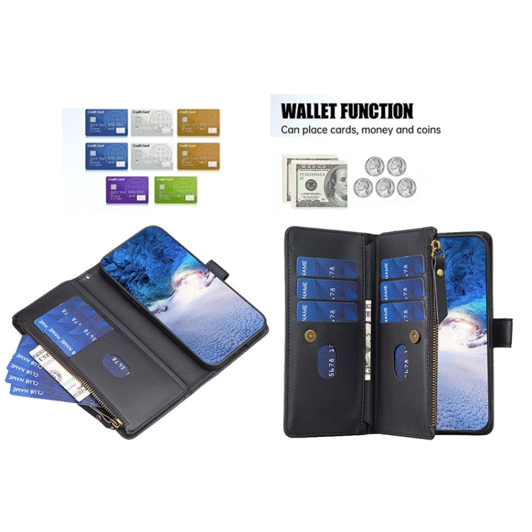 For Samsung Galaxy S20 FE 9 Card Slots Zipper Wallet Leather Flip Phone Case(Black) - free shipping - PMC TechLife - Order now!