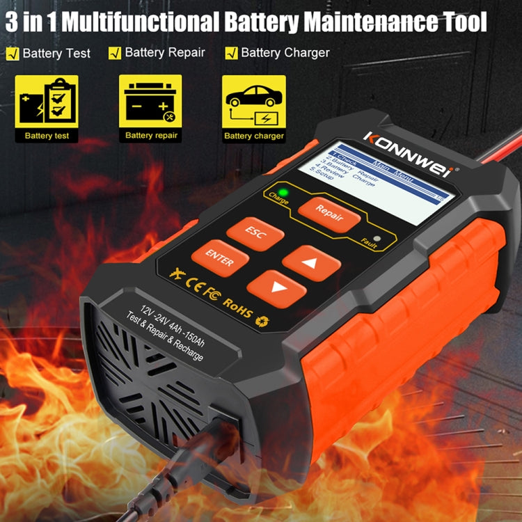 KONNWEI KW520 12V / 24V 3 in 1 Car Battery Tester with Detection & Repair & Charging Function(UK Plug) - Code Readers & Scan Tools by KONNWEI | Online Shopping South Africa | PMC Jewellery