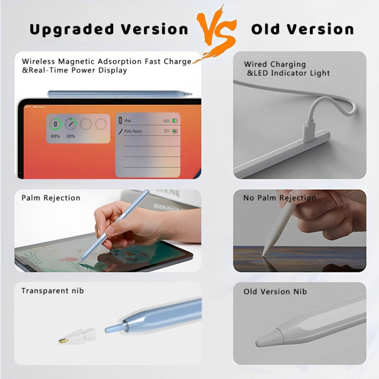 P10s Transparent Case Wireless Charging Stylus Pen for iPad 2018 or Later(Light Green) - Stylus Pen by PMC TechLife | Online Shopping South Africa | PMC TechLife