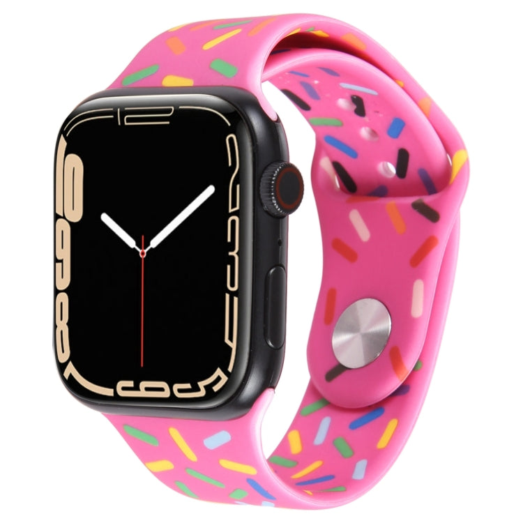 Rainbow Raindrops Silicone Watch Band For Apple Watch 8 41mm(Rose Red) - Watch Bands by PMC TechLife | Online Shopping South Africa | PMC TechLife