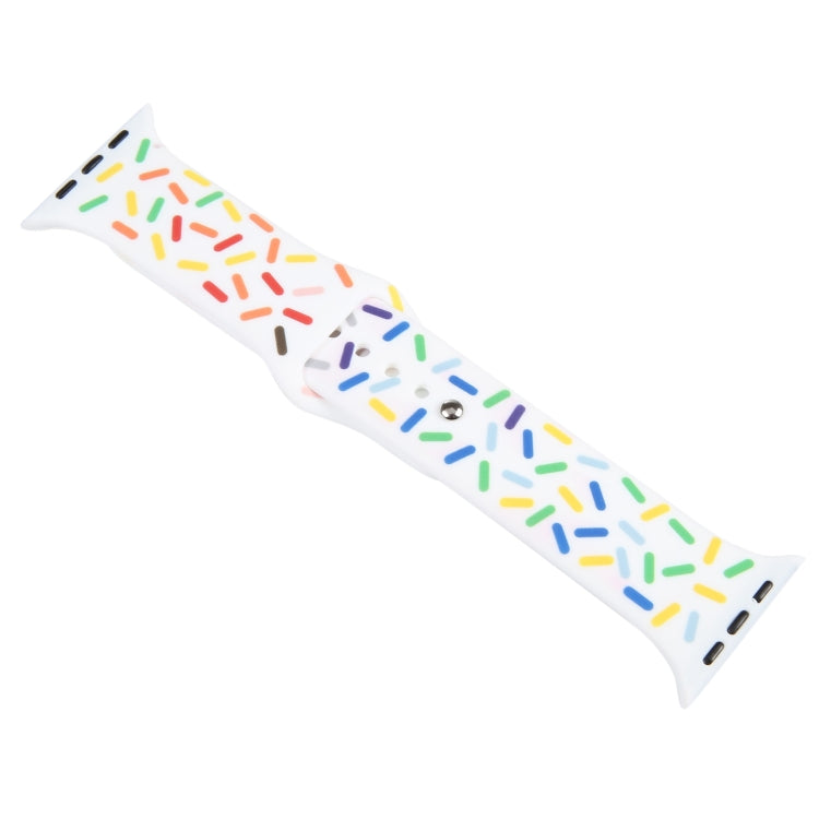 Rainbow Raindrops Silicone Watch Band For Apple Watch 8 45mm(White) - Watch Bands by PMC TechLife | Online Shopping South Africa | PMC TechLife