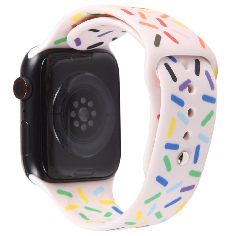 Rainbow Raindrops Silicone Watch Band For Apple Watch 8 45mm(Pink) - Watch Bands by PMC TechLife | Online Shopping South Africa | PMC TechLife
