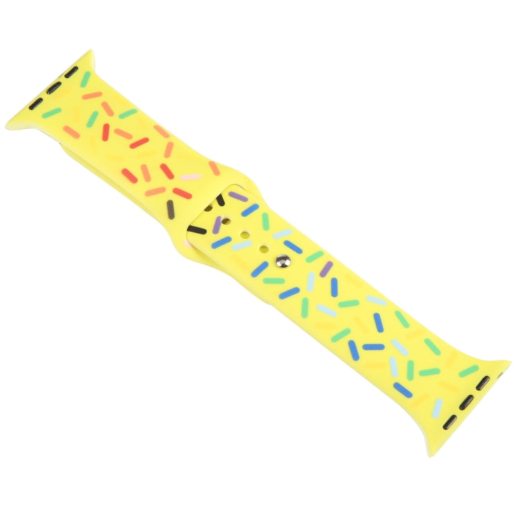 Rainbow Raindrops Silicone Watch Band For Apple Watch 7 45mm(Yellow) - Watch Bands by PMC Jewellery | Online Shopping South Africa | PMC Jewellery