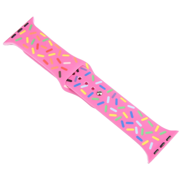 Rainbow Raindrops Silicone Watch Band For Apple Watch 7 45mm(Rose Red) - Watch Bands by PMC TechLife | Online Shopping South Africa | PMC TechLife