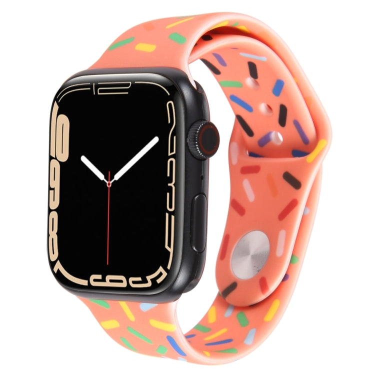 Rainbow Raindrops Silicone Watch Band For Apple Watch 7 45mm(Orange) - Watch Bands by PMC TechLife | Online Shopping South Africa | PMC TechLife