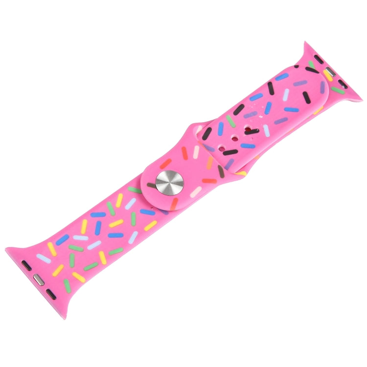 Rainbow Raindrops Silicone Watch Band For Apple Watch SE 2022 40mm(Rose Red) - Watch Bands by PMC TechLife | Online Shopping South Africa | PMC TechLife
