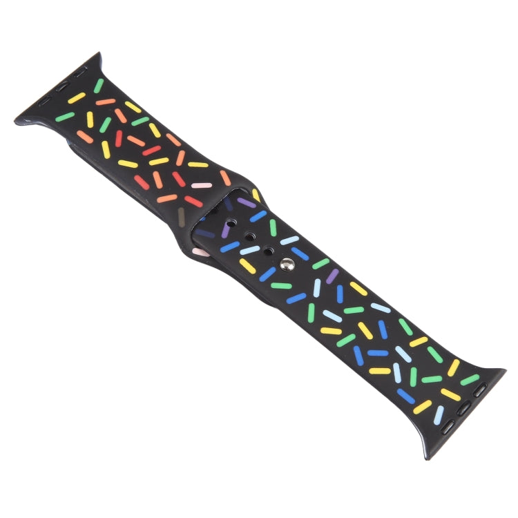 Rainbow Raindrops Silicone Watch Band For Apple Watch SE 2022 44mm(Black) - Watch Bands by PMC TechLife | Online Shopping South Africa | PMC TechLife