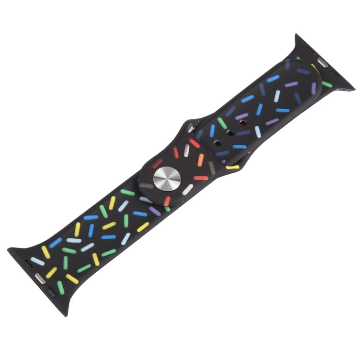 Rainbow Raindrops Silicone Watch Band For Apple Watch SE 2022 44mm(Black) - Watch Bands by PMC TechLife | Online Shopping South Africa | PMC TechLife