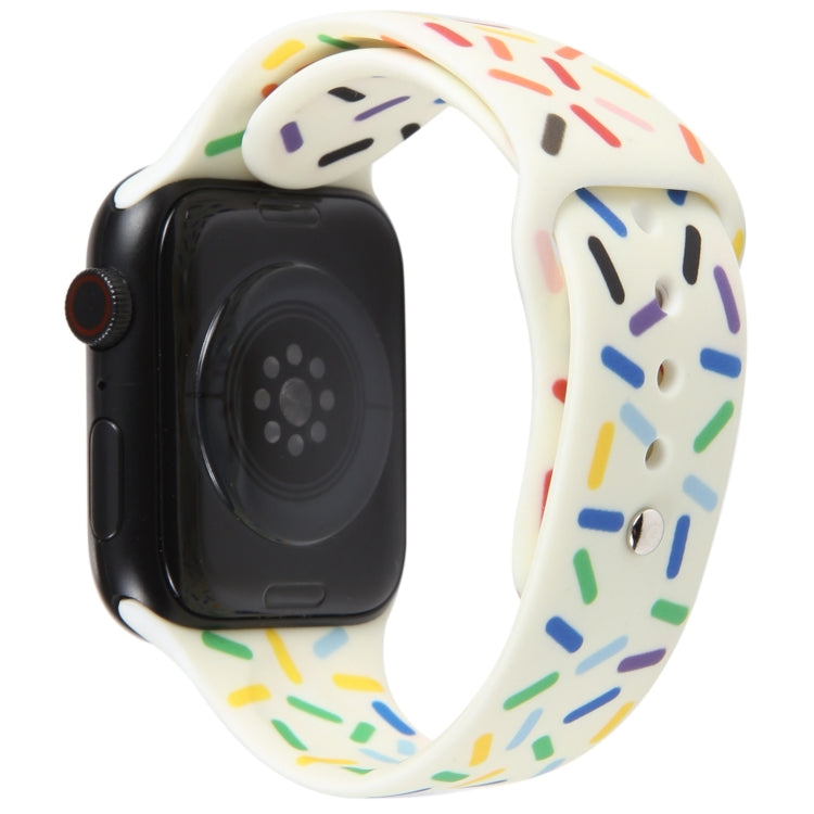 Rainbow Raindrops Silicone Watch Band For Apple Watch SE 40mm(Beige) - Watch Bands by PMC TechLife | Online Shopping South Africa | PMC TechLife
