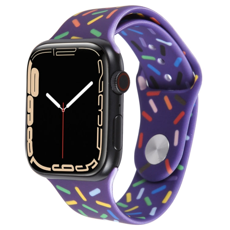 Rainbow Raindrops Silicone Watch Band For Apple Watch SE 44mm(Dark Purple) - Watch Bands by PMC TechLife | Online Shopping South Africa | PMC TechLife