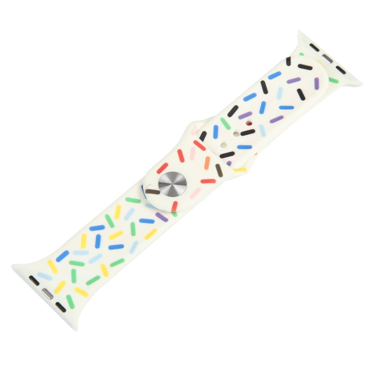 Rainbow Raindrops Silicone Watch Band For Apple Watch 6 44mm(Beige) - Watch Bands by PMC TechLife | Online Shopping South Africa | PMC TechLife