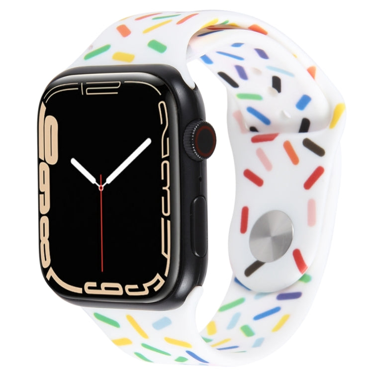 Rainbow Raindrops Silicone Watch Band For Apple Watch 5 40mm(White) - Watch Bands by PMC TechLife | Online Shopping South Africa | PMC TechLife