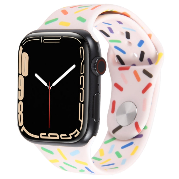Rainbow Raindrops Silicone Watch Band For Apple Watch 5 44mm(Pink) - Watch Bands by PMC TechLife | Online Shopping South Africa | PMC TechLife