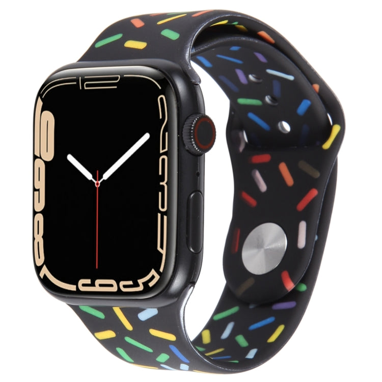 Rainbow Raindrops Silicone Watch Band For Apple Watch 4 40mm(Black) - Watch Bands by PMC TechLife | Online Shopping South Africa | PMC TechLife
