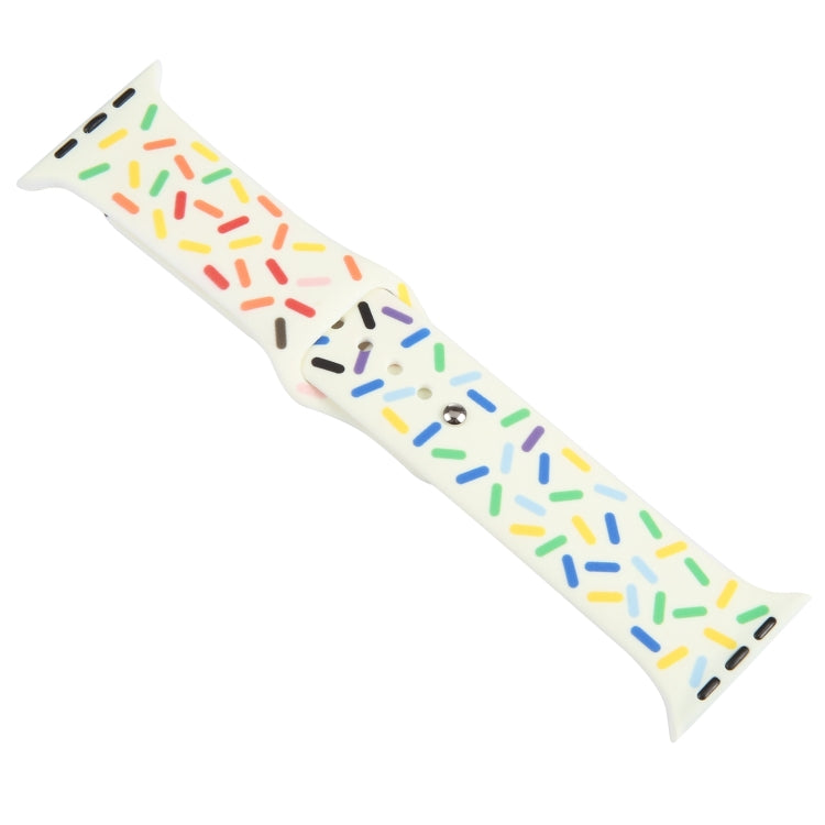 Rainbow Raindrops Silicone Watch Band For Apple Watch 4 44mm(Beige) - Watch Bands by PMC TechLife | Online Shopping South Africa | PMC TechLife