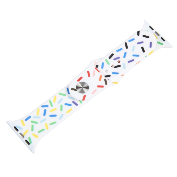 Rainbow Raindrops Silicone Watch Band For Apple Watch 3 38mm(White) - Watch Bands by PMC TechLife | Online Shopping South Africa | PMC TechLife