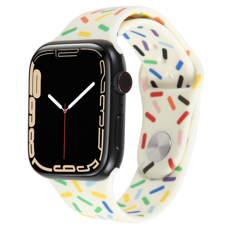 Rainbow Raindrops Silicone Watch Band For Apple Watch 3 42mm(Beige) - Watch Bands by PMC TechLife | Online Shopping South Africa | PMC TechLife