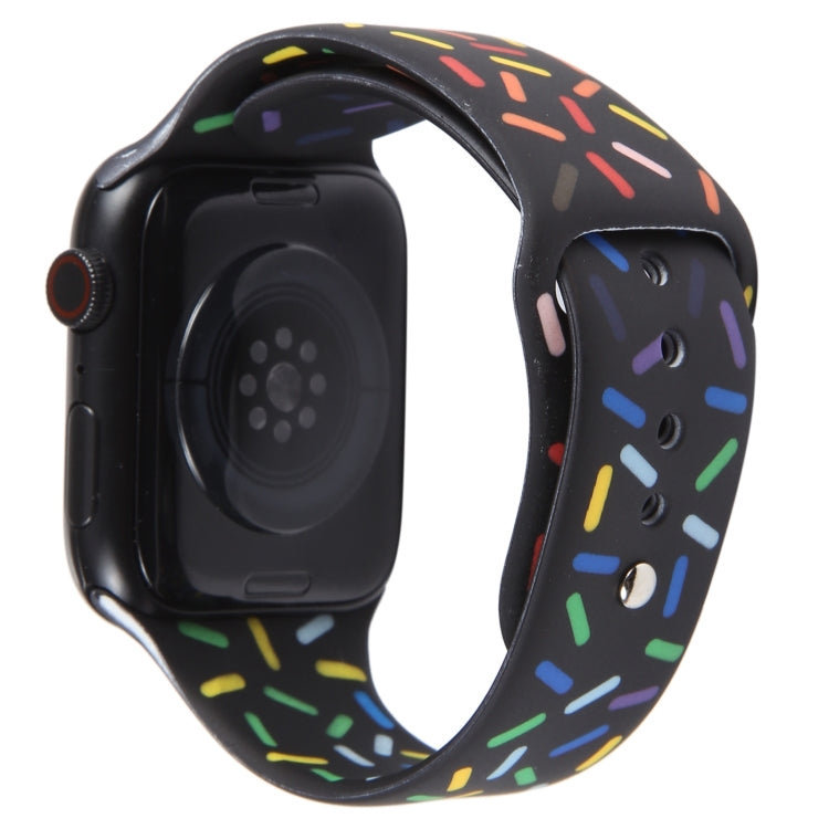 Rainbow Raindrops Silicone Watch Band For Apple Watch 2 38mm(Black) - Watch Bands by PMC TechLife | Online Shopping South Africa | PMC TechLife