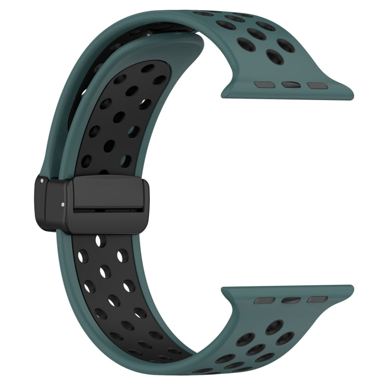For Apple Watch 7 41mm Magnetic Buckle Silicone Watch Band(Olive Black) - Watch Bands by PMC TechLife | Online Shopping South Africa | PMC TechLife