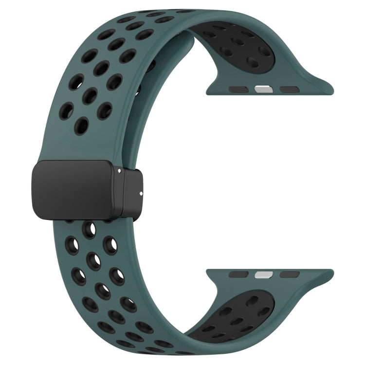 For Apple Watch 7 45mm Magnetic Buckle Silicone Watch Band(Olive Black) - Watch Bands by PMC TechLife | Online Shopping South Africa | PMC TechLife