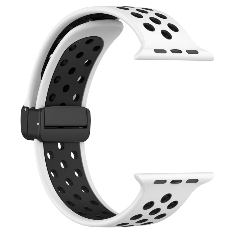 For Apple Watch 6 44mm Magnetic Buckle Silicone Watch Band(White Black) - Watch Bands by PMC TechLife | Online Shopping South Africa | PMC TechLife
