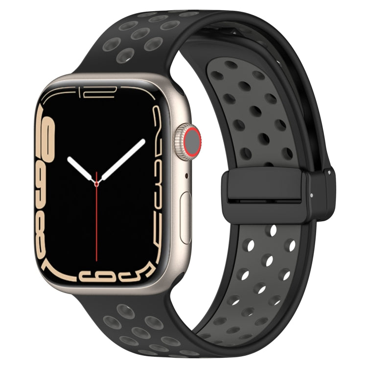 For Apple Watch 6 44mm Magnetic Buckle Silicone Watch Band(Black Grey) - Watch Bands by PMC TechLife | Online Shopping South Africa | PMC TechLife
