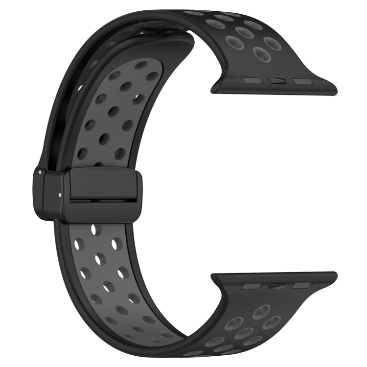 For Apple Watch 6 44mm Magnetic Buckle Silicone Watch Band(Black Grey) - Watch Bands by PMC TechLife | Online Shopping South Africa | PMC TechLife