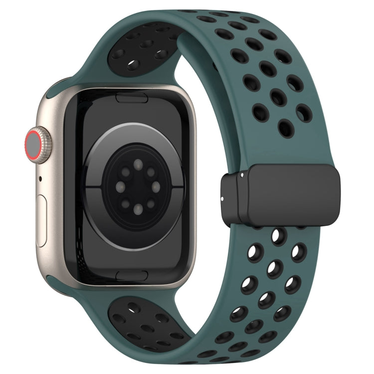For Apple Watch 5 44mm Magnetic Buckle Silicone Watch Band(Olive Black) - Watch Bands by PMC TechLife | Online Shopping South Africa | PMC TechLife