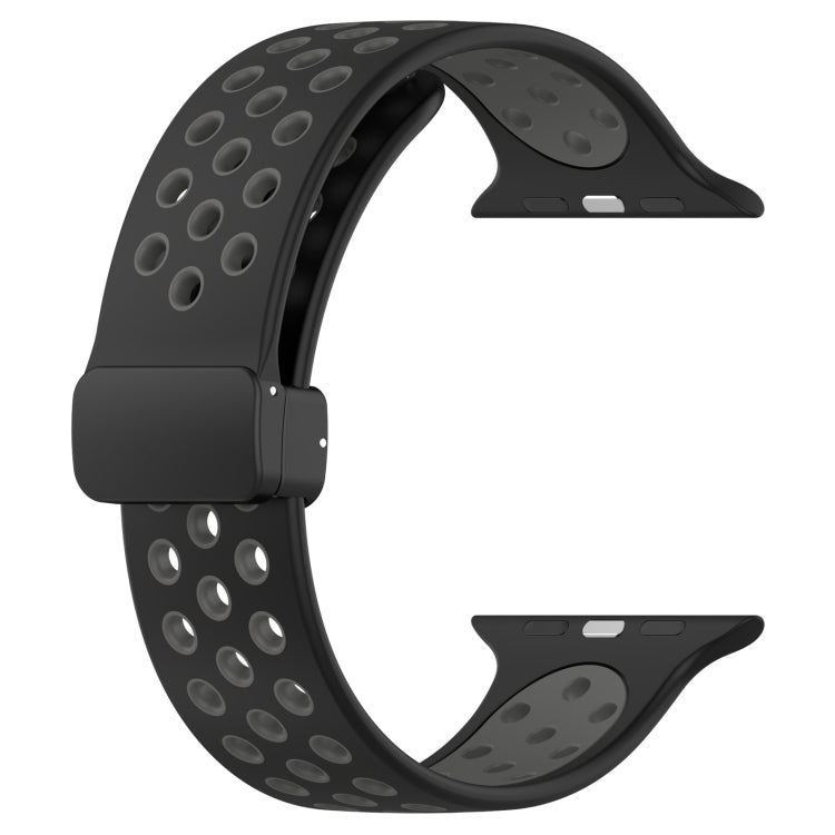 For Apple Watch 5 40mm Magnetic Buckle Silicone Watch Band(Black Grey) - Watch Bands by PMC TechLife | Online Shopping South Africa | PMC TechLife