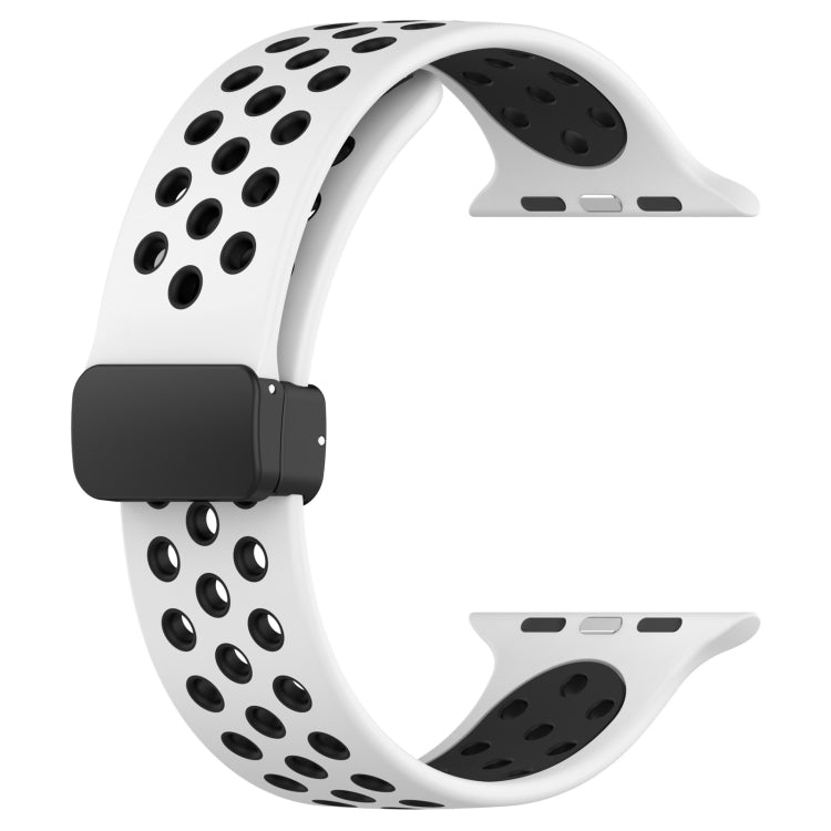 For Apple Watch 4 44mm Magnetic Buckle Silicone Watch Band(White Black) - Watch Bands by PMC TechLife | Online Shopping South Africa | PMC TechLife