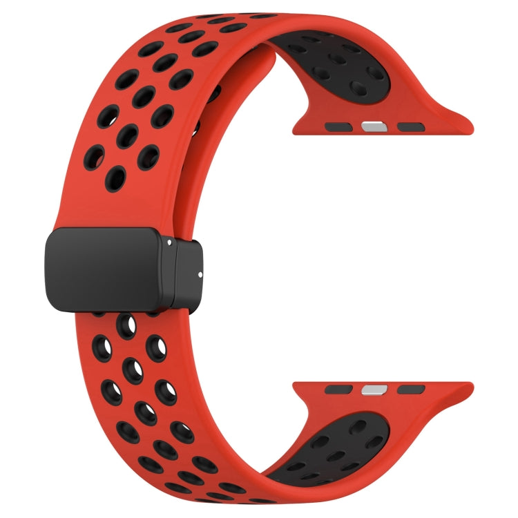 For Apple Watch 4 44mm Magnetic Buckle Silicone Watch Band(Red Black) - Watch Bands by PMC TechLife | Online Shopping South Africa | PMC TechLife