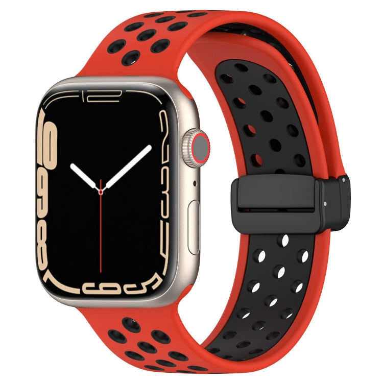 For Apple Watch 4 40mm Magnetic Buckle Silicone Watch Band(Red Black) - Watch Bands by PMC TechLife | Online Shopping South Africa | PMC TechLife
