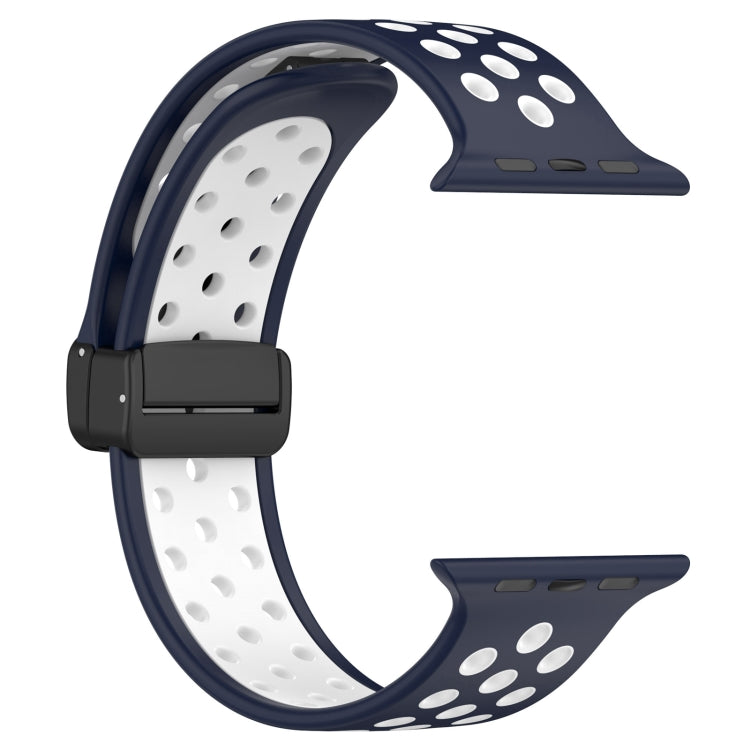 For Apple Watch 3 38mm Magnetic Buckle Silicone Watch Band(Navy White) - Watch Bands by PMC TechLife | Online Shopping South Africa | PMC TechLife