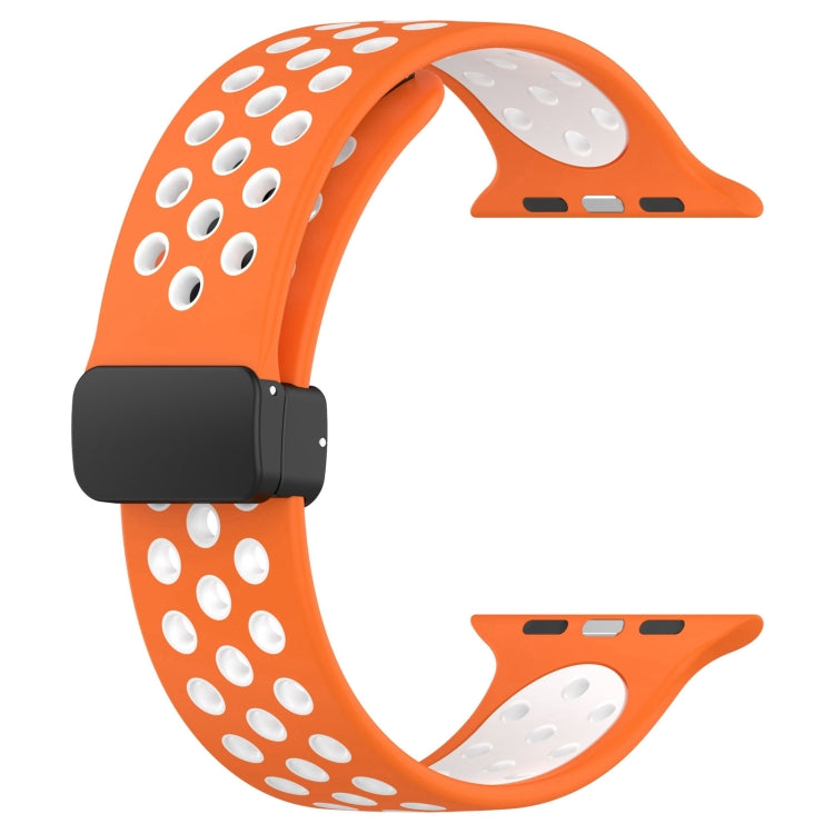 For Apple Watch 2 42mm Magnetic Buckle Silicone Watch Band(Orange White) - Watch Bands by PMC TechLife | Online Shopping South Africa | PMC TechLife