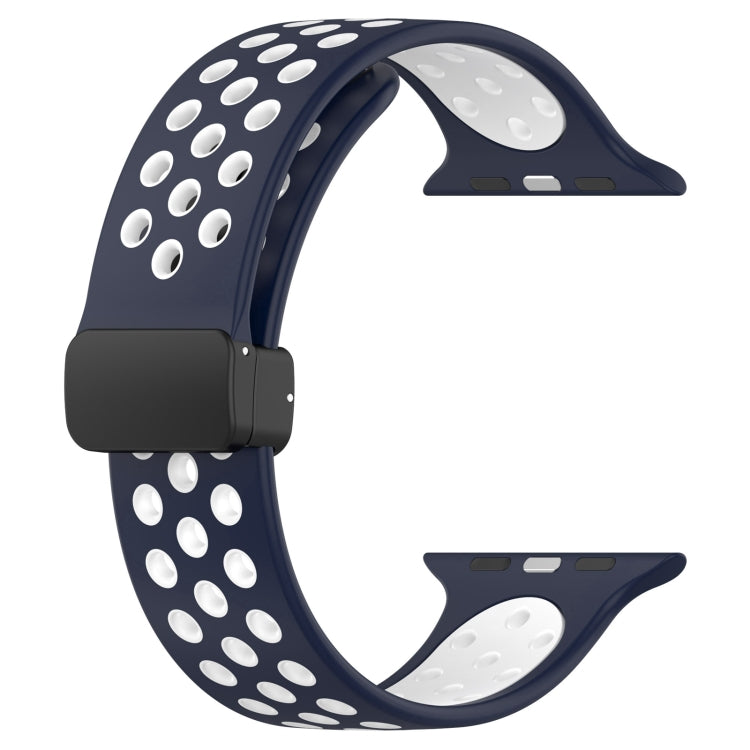 For Apple Watch 2 42mm Magnetic Buckle Silicone Watch Band(Navy White) - Watch Bands by PMC TechLife | Online Shopping South Africa | PMC TechLife
