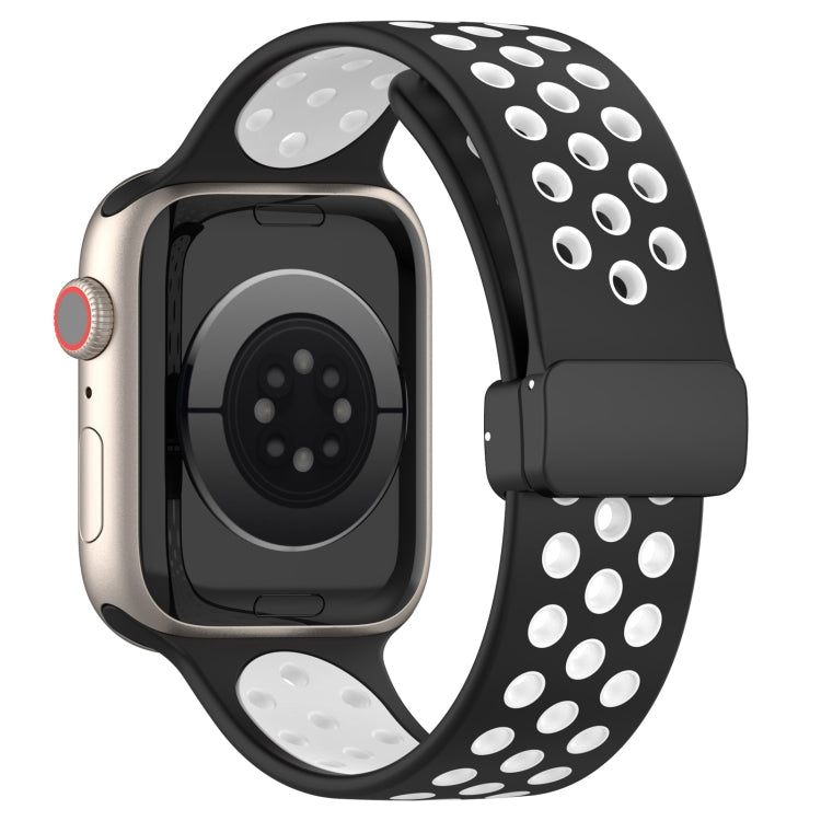 For Apple Watch 2 42mm Magnetic Buckle Silicone Watch Band(Black White) - Watch Bands by PMC TechLife | Online Shopping South Africa | PMC TechLife