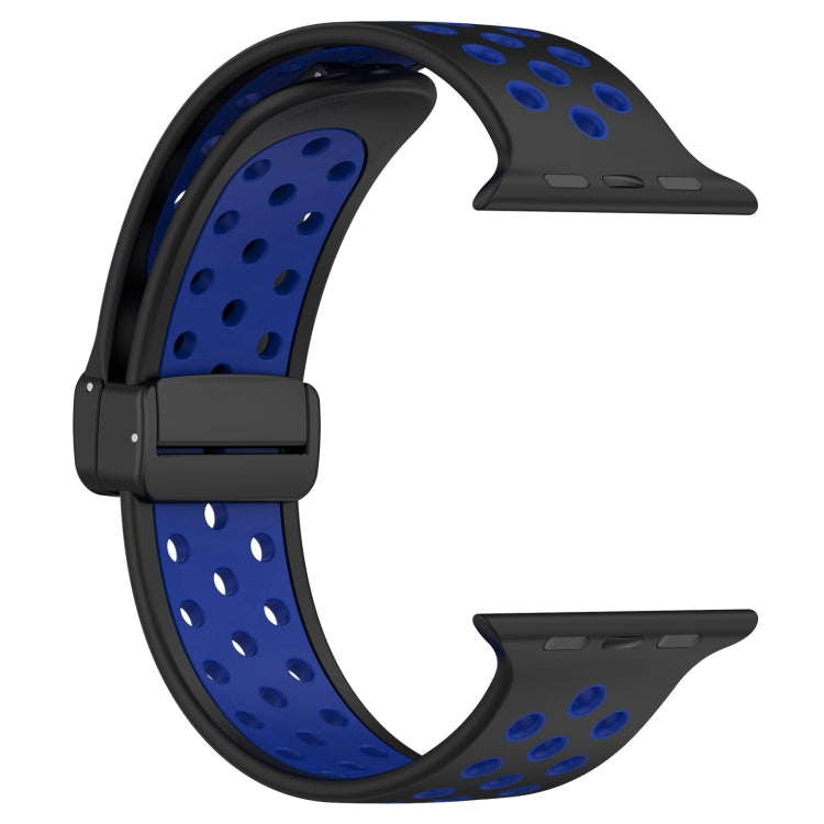 For Apple Watch 2 38mm Magnetic Buckle Silicone Watch Band(Black Blue) - Watch Bands by PMC TechLife | Online Shopping South Africa | PMC TechLife