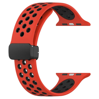 For Apple Watch 2 38mm Magnetic Buckle Silicone Watch Band(Red Black) - Watch Bands by PMC Jewellery | Online Shopping South Africa | PMC Jewellery