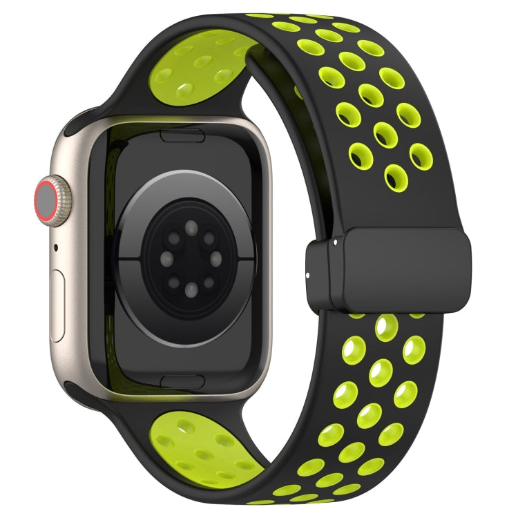 For Apple Watch 38mm Magnetic Buckle Silicone Watch Band(Black Limes) - Watch Bands by PMC Jewellery | Online Shopping South Africa | PMC Jewellery