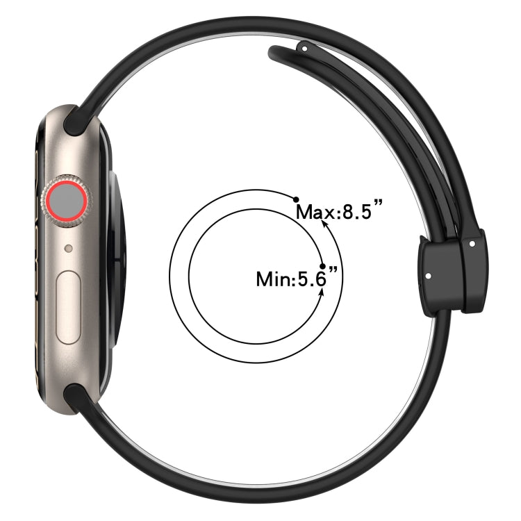 For Apple Watch 38mm Magnetic Buckle Silicone Watch Band(White Black) - Watch Bands by PMC TechLife | Online Shopping South Africa | PMC TechLife
