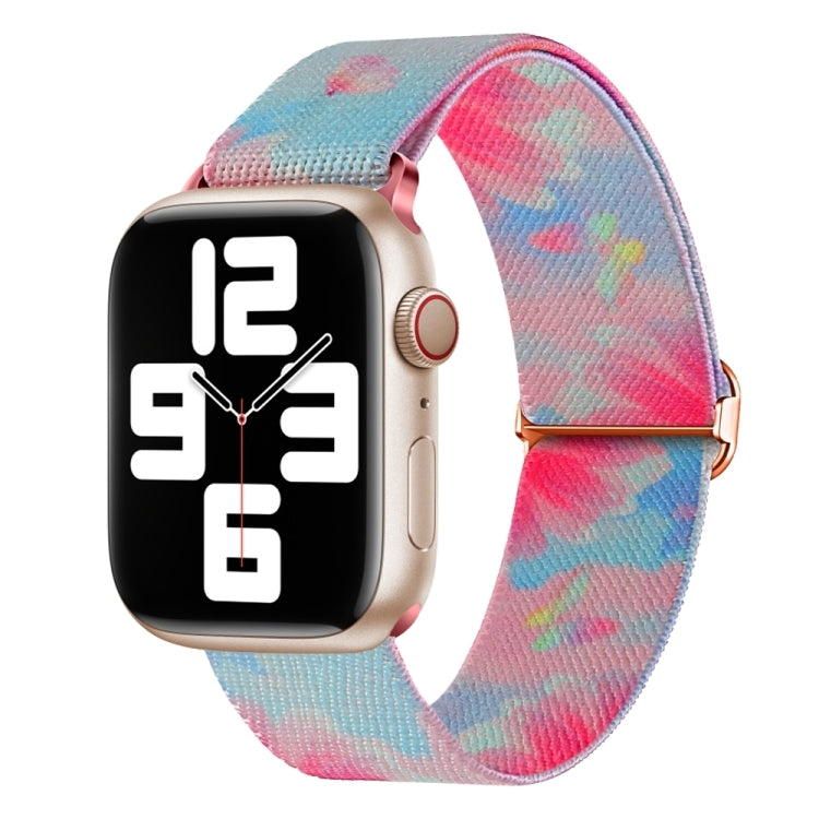 For Apple Watch SE 2023 44mm Painted Pattern Nylon Replacement Watch Band(Flower Butterfly) - Watch Bands by PMC TechLife | Online Shopping South Africa | PMC TechLife