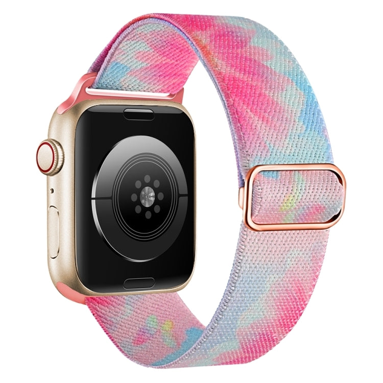 For Apple Watch SE 2023 44mm Painted Pattern Nylon Replacement Watch Band(Flower Butterfly) - Watch Bands by PMC TechLife | Online Shopping South Africa | PMC TechLife