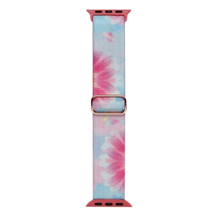 For Apple Watch SE 2023 44mm Painted Pattern Nylon Replacement Watch Band(Flower Butterfly) - Watch Bands by PMC TechLife | Online Shopping South Africa | PMC TechLife
