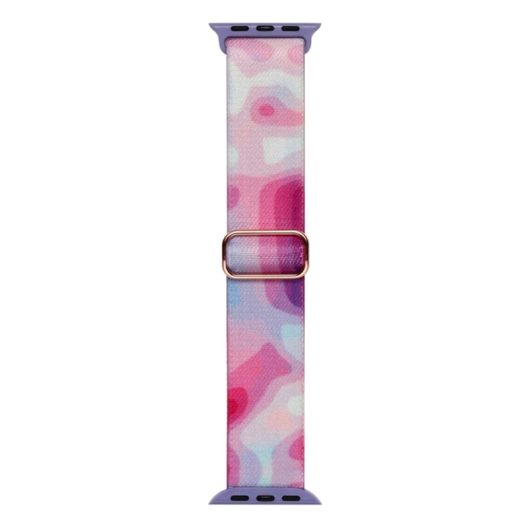 For Apple Watch SE 2023 44mm Painted Pattern Nylon Replacement Watch Band(Ladder Purple Blue) - Watch Bands by PMC TechLife | Online Shopping South Africa | PMC TechLife