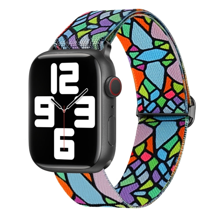 For Apple Watch 9 45mm Painted Pattern Nylon Replacement Watch Band(Geometric Rainbow) - Watch Bands by PMC TechLife | Online Shopping South Africa | PMC TechLife